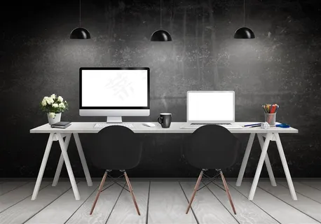 时尚简约办公桌设计高清图