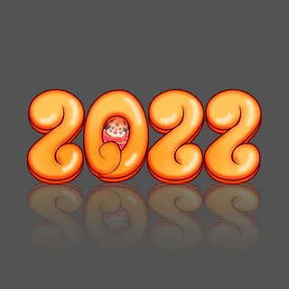 2022新年元旦虎年主题艺术字体PSD卡通可爱老虎PNG免抠设计素材