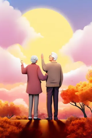 老人插画人物故事意境背景