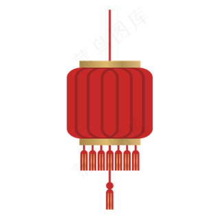 中国风 手绘 卡通元素 传统 复古红 灯笼装饰 PNG 免抠 