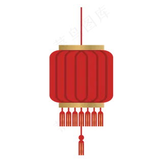 中国风 手绘 卡通元素 传统 复古红 灯笼装饰 PNG 免抠 