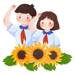 国庆节卡通人物敬礼素材