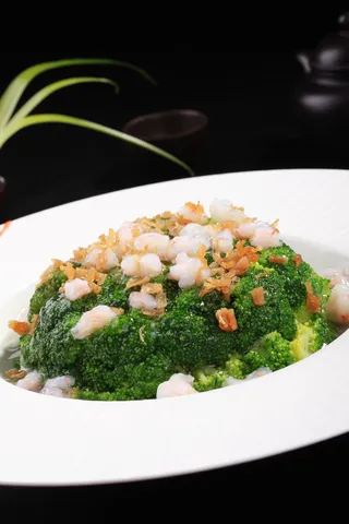 瑶柱虾仁扒兰花 (2)