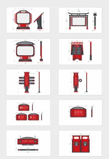 大气红色渐变全套商场游乐场超市导视系统导视牌指示牌设计