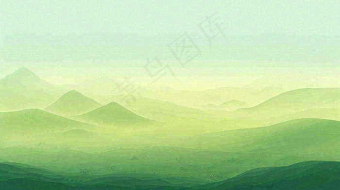 绿色延绵山脉意境国风