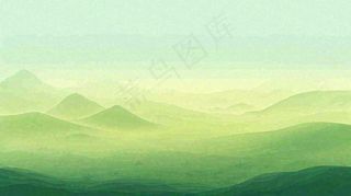 绿色延绵山脉意境国风
