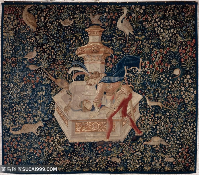 挂毯-水仙花人物水彩插画油画图片