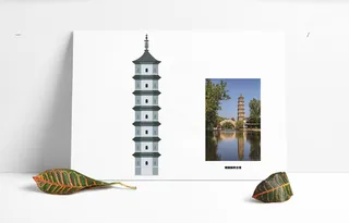 铜陵梨桥古塔建筑剪影矢量可编辑