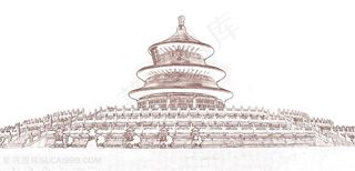 手绘风格天坛图片