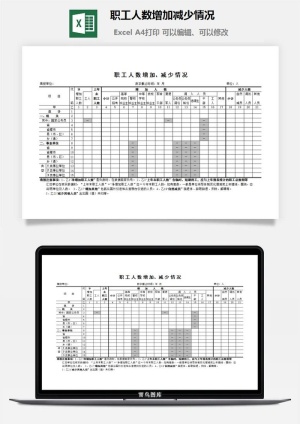 职工人数增加减少情况excel模板