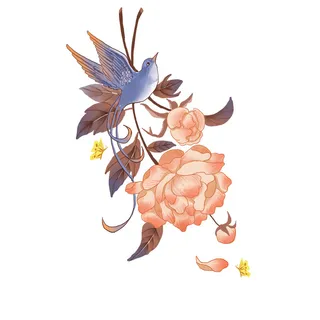 手绘国潮中国风古典牡丹花国花花卉装饰图案PSD设计素材