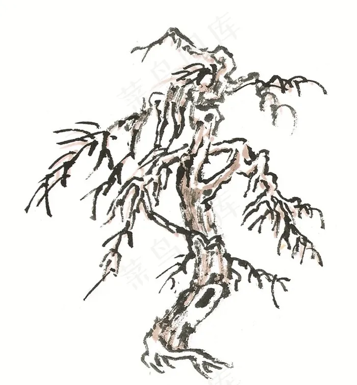 古树国画美图素材