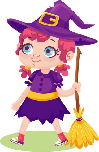 卡通万圣节手绘人物可爱小女孩