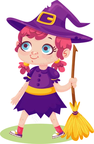 卡通万圣节手绘人物可爱小女孩