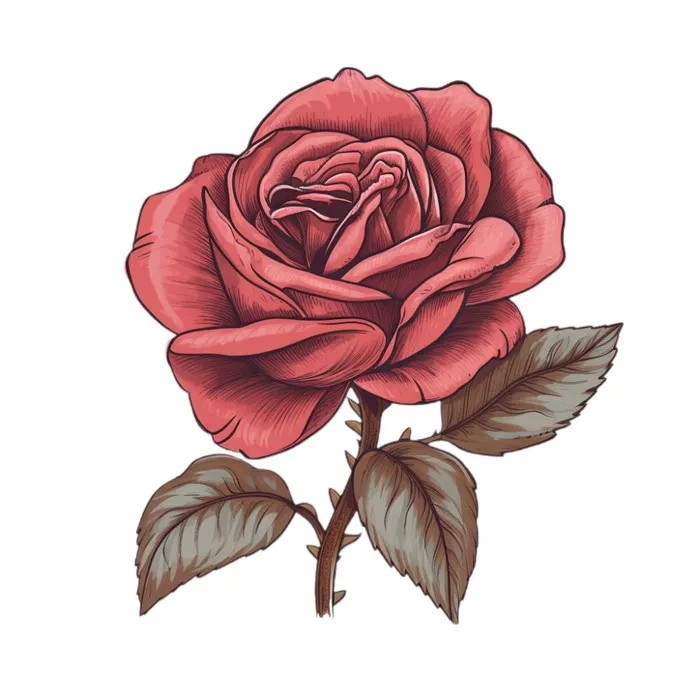情人节520玫瑰花手绘插画免抠(1024x1024)