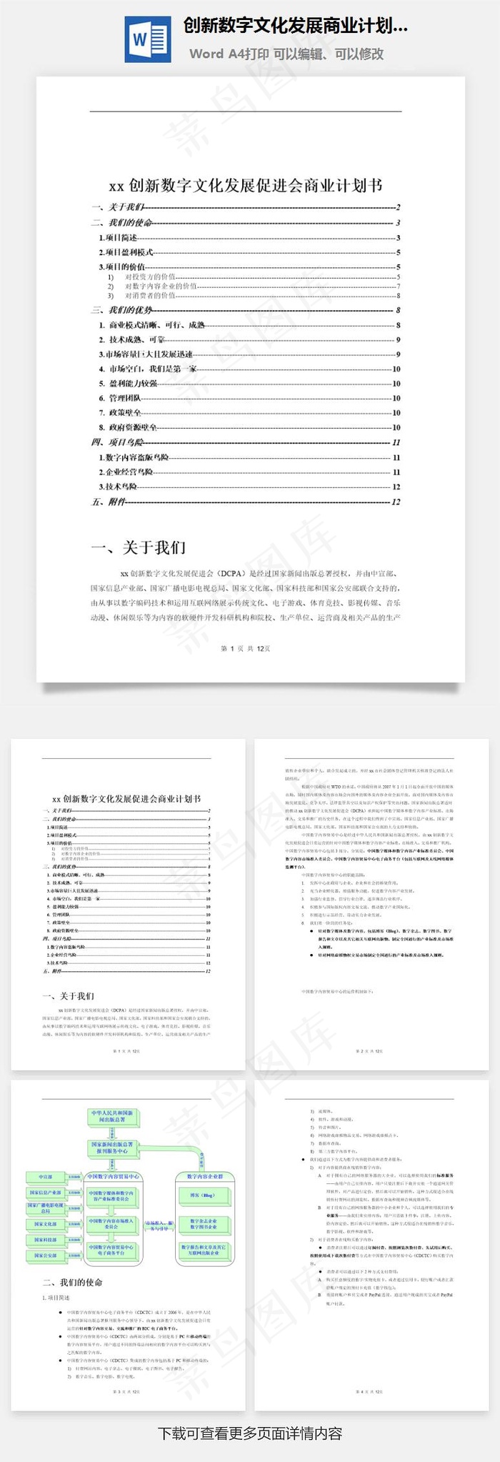 创新数字文化发展商业计划书word文档