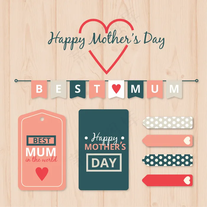 母亲节节日祝福 ai矢量模版下载