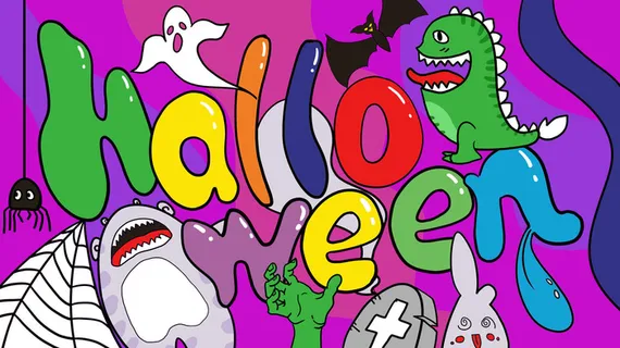 卡通涂鸦街头彩色墙绘壁纸插画儿童创意嘻哈漫画图集PSD素材