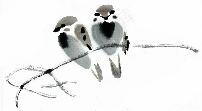 国画鸟中国画图片素材