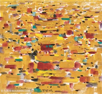 吴冠中手绘水彩建筑村落美景装饰画