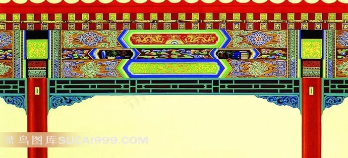 中国传统建筑房梁中国古典吉祥图案纹饰