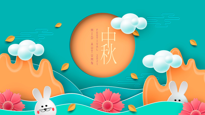 设计中秋节背景风景eps,ai矢量模版下载