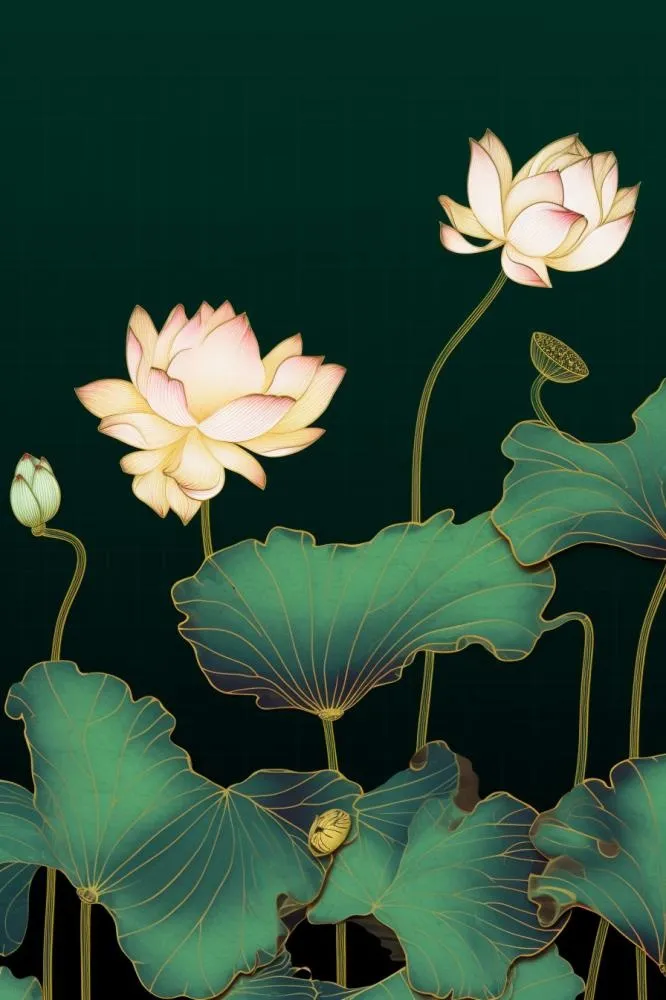 绿色简约清新莲花节气背景(896x1344)