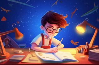 学生晚上复习知识学习背景