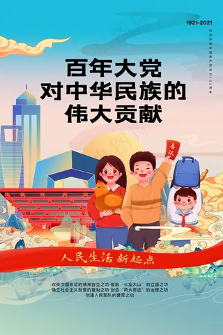 红色大气建党100周年党建海报