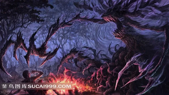 龙之皇冠树怪插画素材