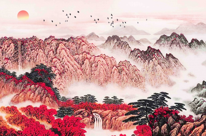 新中式山水背景墙