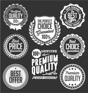 免抠黑白圆形标签