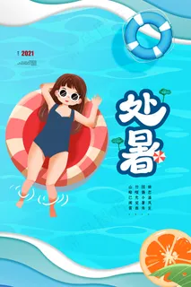 创意传统节气二十四节气处暑海报
