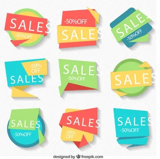 免抠彩色折扣促销标签