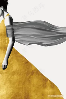 艺术时尚金色裙子美女装饰画 艺术时尚金色裙子美女装饰画