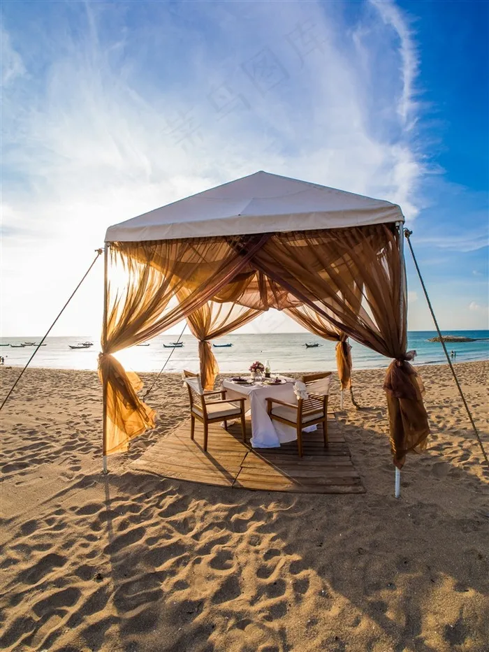 海边浪漫的帐篷高清素材