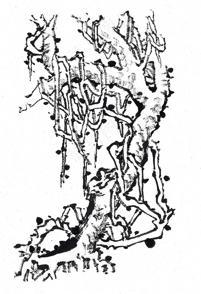 古木工笔国画素材