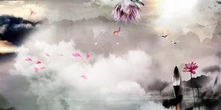 中国山水画背景