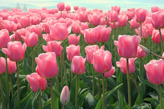 粉色郁金香花花海摄影图