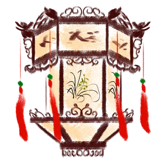 卡通手绘灯笼中秋节元宵节花灯新年海报元素PNG免扣PS素材