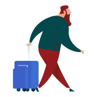 拉拉杆箱人物免抠图