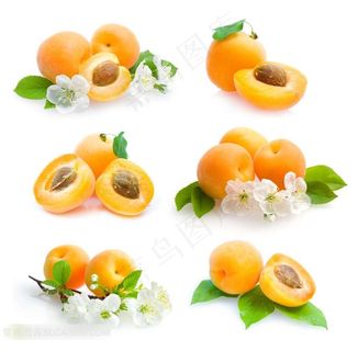 小花与新鲜的桃子特写摄影水果图片