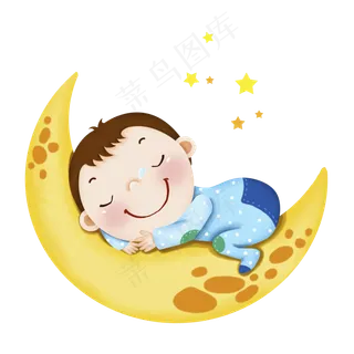 卡通月亮上的女孩免抠图