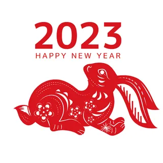 2023年兔年红色兔子元素