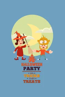 万圣节小鬼捣蛋儿童矢量插画扁平