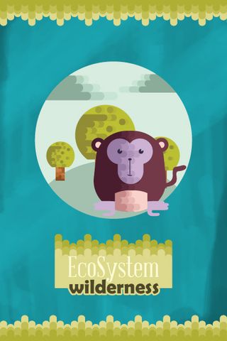 自然风景动物植物扁平矢量插画