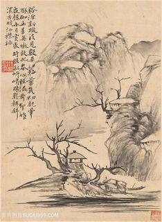 清代华喦山水作品江梅峭影斜国画图片
