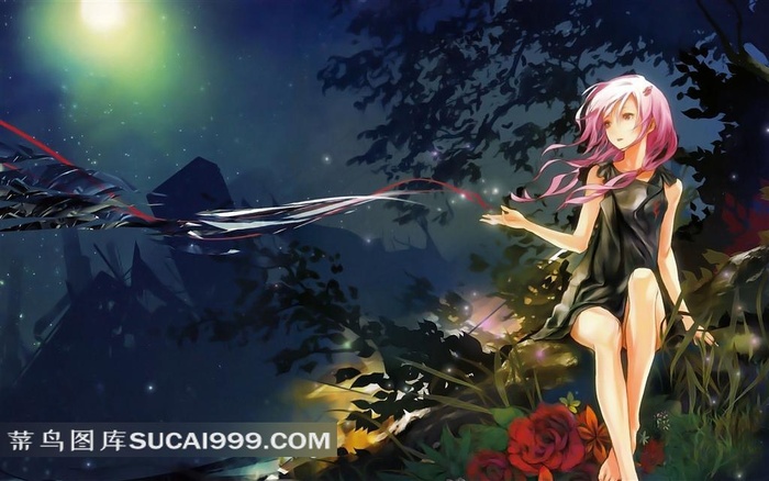 赏月的动漫美少女