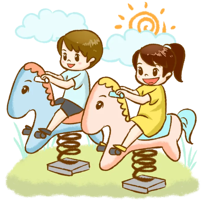 木马玩具剪贴画儿童节幼儿园插画