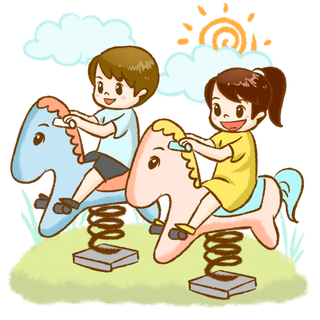 木马玩具剪贴画儿童节幼儿园插画